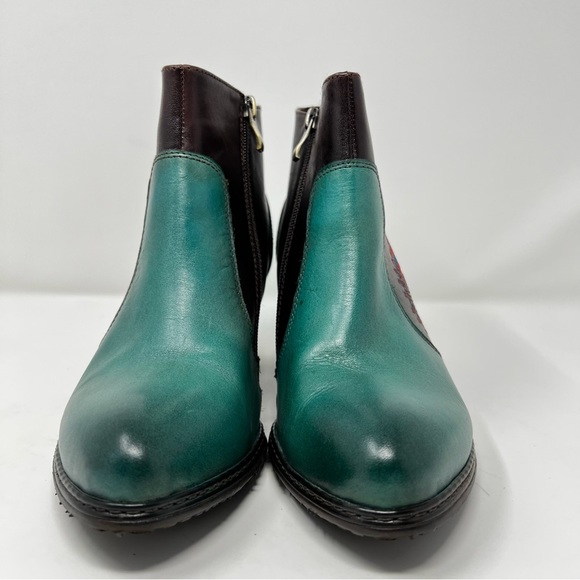 L’Artiste Embroidered Turquoise and Brown Ankle Booties - Picture 5 of 10